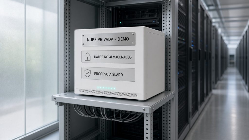 Appliance demo de nube privada con etiquetas de datos no almacenados y proceso aislado